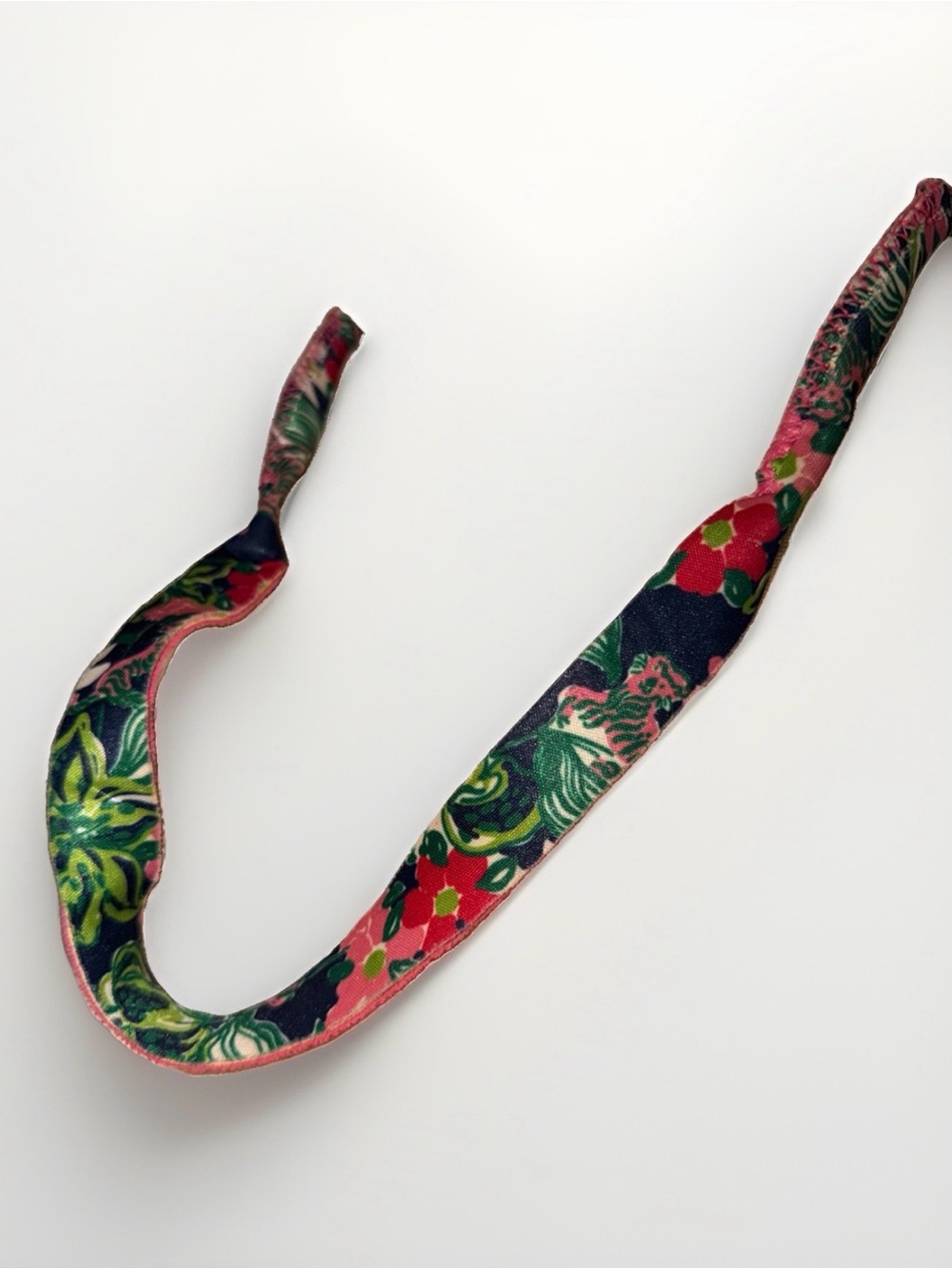 Lilly Pulitzer Navy Floral Fabric Necklace with Pink and Green Accents